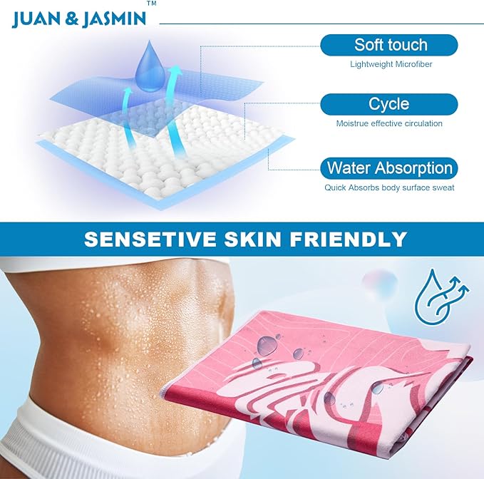 JUAN & JASMIN Microfiber Gym Towels Soft for Exercise Fitness, Sports, Workout, ODR Men & Women Quick-Drying Towels (Pink)
