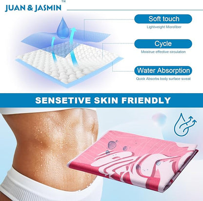 JUAN & JASMIN Microfiber Gym Towels Soft for Exercise Fitness, Sports, Workout, ODR Men & Women Quick-Drying Towels (Pink)