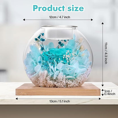 Preserved Roses - Birthday Gifts for Her, Preserved Flower in Glass Dome with Scented, Romantic Gifts for Women, Wife, Girlfriend on Birthday, Wedding Anniversary, Thanksgiving Day, Christmas Day-Cyan