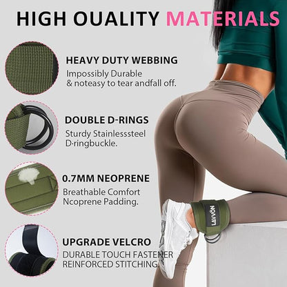 Ankle Straps for Cable Machines Kickbacks - Adjustable Comfort Ankle Cable Attachments for Gym Ankle Cuff Cable Machine Glute Kickback Straps - Leg Extensions, Curls & Ankle Cuffs Women