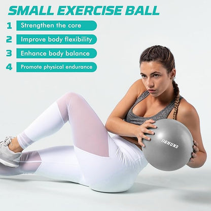 Pilates Ball, 9 Inch Small Exercise Mini Soft Workout Yoga Ball with Exercise Guide, for Home Gym Yoga, Pilates, Core Training, Workout, Balance, Stability