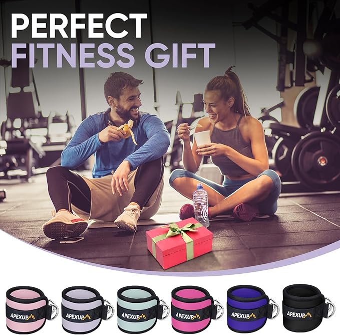 APEXUP Ankle Strap for Cable Machine, Ankle Resistance Bands, Cable Kick Back Straps for Gym, Glute Workouts, Leg Extensions, Adjustable Straps with Neoprene Padding