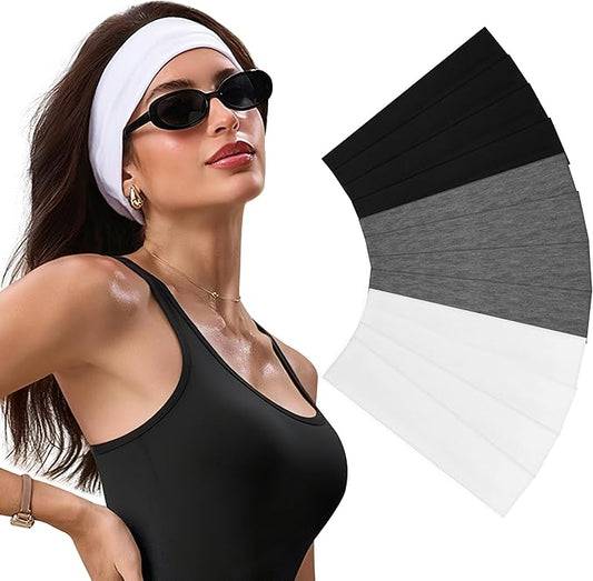 Headbands for Women - 12Pcs Non-Slip Cotton Cloth Headbands for Women's Hair Accessories,Fashion Sports Hair Bands & Ties,Soft Fabric for Yoga,Running,Workout