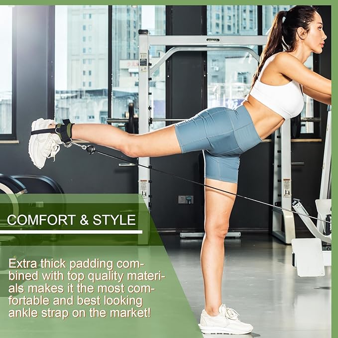 VAIIO Ankle Straps for Cable Machines,Adjustable Comfort fit Neoprene, Reinforce Double D-Ring - Premium Ankle Cuffs to Improve Abdominal Muscles, Lift The Butts, Tone The Legs for Men & Women
