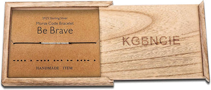 KGBNCIE Morse Code Bracelet for Women Sterling Silver Beads on Silk Cord Secret Message Fuck Friendship Inspirational Encouragement Bracelet Gift for Her
