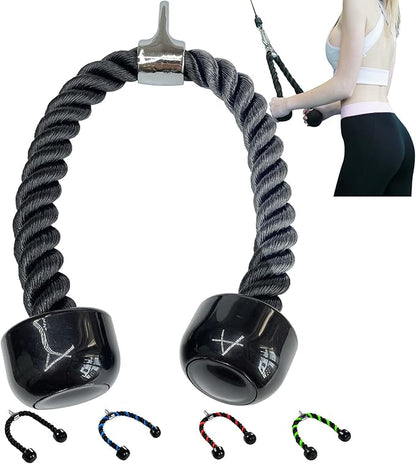 Upgrades Tricep Rope LAT Pull Down Cable Attachment, 27 inches, Exercise Machine Attachments Pulley System Gym Workout Rope.
