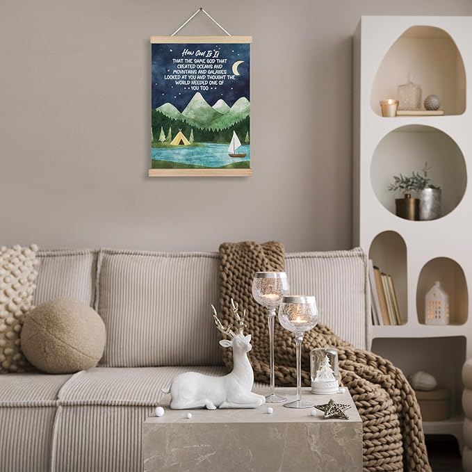 FITIE Christian Wall Art How Cool is It That the Same God Creation Inspirational Quotes Mountain Canvas Wall Decor for Home Bedroom Living Room Office,Inspirational Mountain Night Sky Christian Canvas Wall Art Poster, 12x16 Inches