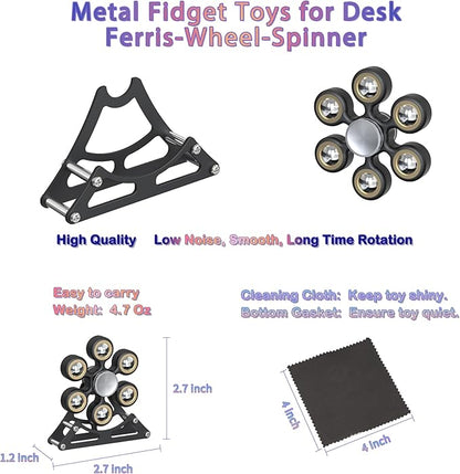 Desk Toys for Fidget Ferris-Wheel Spinner: 4mins Metal Cool-Gadgets Kinetic-EDC-Toy, Cool-Stuff for Kid Children Teen Adult, ADHD Tools Stress Relief Gift for Office Home School Men Woman Christmas