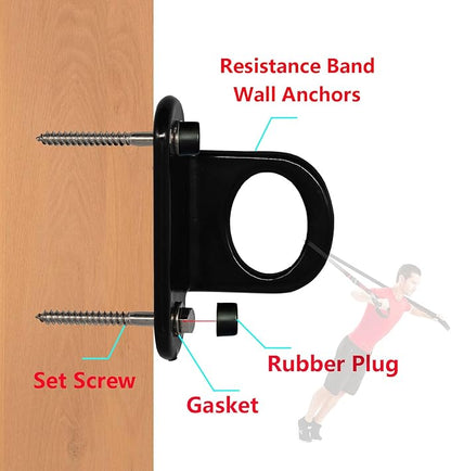 Resistance Band Wall Anchor(3 PCS Black),Heavy Duty Resistance Bands Wall Mount,Adjustable Resistance Band Hooks,Wall Anchor for Resistance Bands for Home Gym Workouts