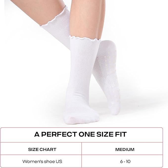 CoolMate Pilates Socks with Grips for Women, Yoga Socks, Crew Non Slip Women for Workout, Barre, Pilates Gifts
