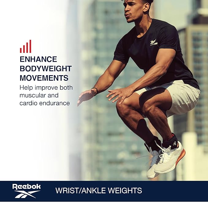 Reebok Wrist and Ankle Weights, Wearable Weights for Intensifying Workout, Durable Polyester & Spandex Ankle & Wrist Weights, Home Workout Essentials & Gym Accessories for Women & Men