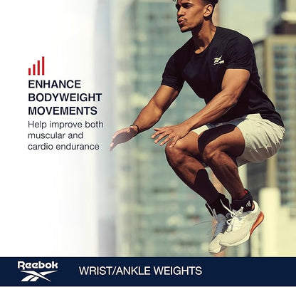 Reebok Wrist and Ankle Weights, Wearable Weights for Intensifying Workout, Durable Polyester & Spandex Ankle & Wrist Weights, Home Workout Essentials & Gym Accessories for Women & Men