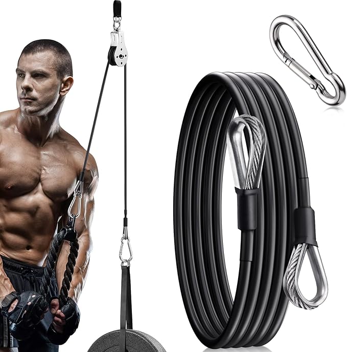 TOBWOLF Gym Cable Extension, Fitness Extension Rope Attachment Compatible with Home Gym Accessories Thick 0.2", Replacement Gym Cable Machine Extension for LAT/Tricep Pull Down, Leg Extensions Machine