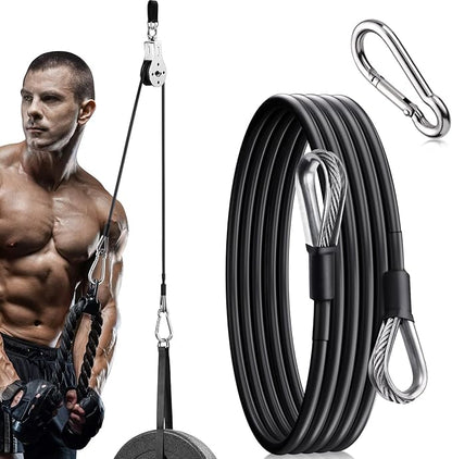 TOBWOLF Gym Cable Extension, Fitness Extension Rope Attachment Compatible with Home Gym Accessories Thick 0.2", Replacement Gym Cable Machine Extension for LAT/Tricep Pull Down, Leg Extensions Machine