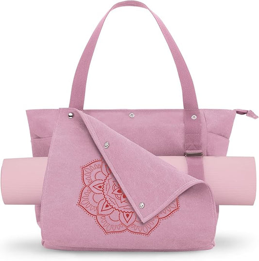 Gonex Yoga Mat Bag, Yoga Gym Bag Tote Bag with Multi Pockets For Women Men, Canvas Yoga Mat Carrier Take in Out Mat Easily For Pilates Travel Workout Office