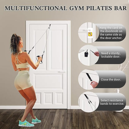 Pilates Bar Kit with Resistance Bands,Pilates Bar with Stackable Bands Workout Equipment for Legs,Hip,Waist and Arm,Exercise Fitness Equipment for Women & Men Home Gym Yoga Pilates