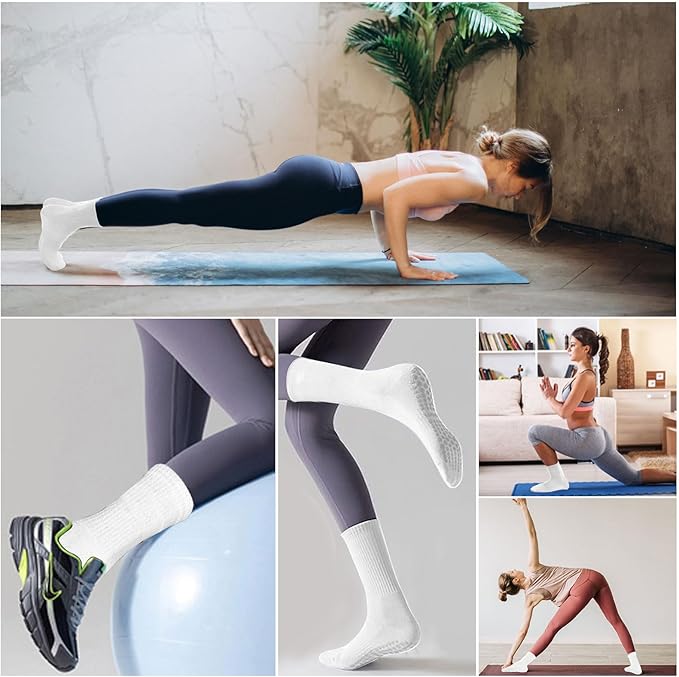 3 Pairs Non Slip Yoga Socks for Women Anti-skid Long Socks for Yoga, Barre, Ballet, Dance, Barefoot Workout Gym