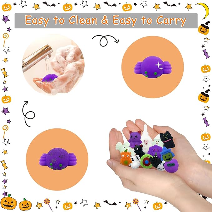 80Pcs Halloween Squishy Toys Mochi Squishy Toy Bulk for Kids, Squishies Fidget Toys Treasure Box Toys for Kids Classroom Halloween Party Favors Goodie Bags Stuffers Gift