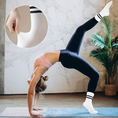 3 Pairs Non Slip Yoga Socks for Women Anti-skid Long Socks for Yoga, Barre, Ballet, Dance, Barefoot Workout Gym