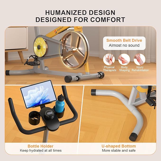 Exercise Bikes for Home,Indoor Cycling Bike with Adjustable Friction,Brake Pad Resistance Silent Belt Drive,330lbs Weight Capacity &Upgraded Version Seat for Home Cardio&Weight Loss