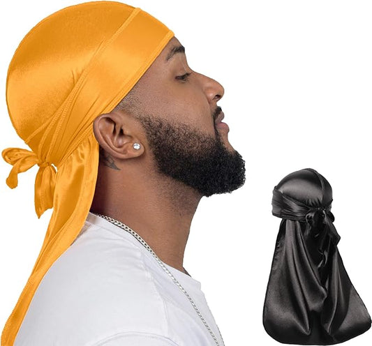 ForceWave 2 Pieces Silky Durag Pack for Men Women Waves, Premium Satin Deluxe Du-rag