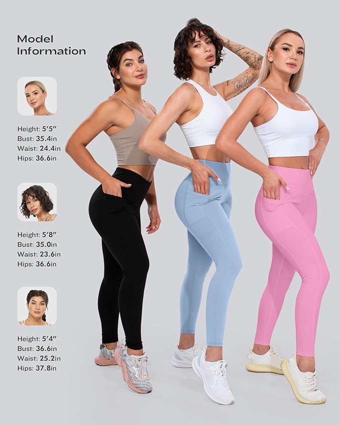 CHRLEISURE Leggings with Pockets for Women, High Waisted Tummy Control Workout Yoga Pants