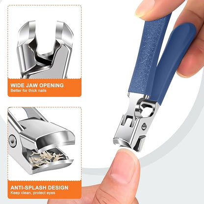 Toenail Clippers for Thick Toenails, DRMODE Heavy Duty Toe Nail Clippers for Thick Ingrown Nails for Seniors with Wide Opening, Professional Fingernail Clipper Nail Cutter Trimmer for Men with Catcher