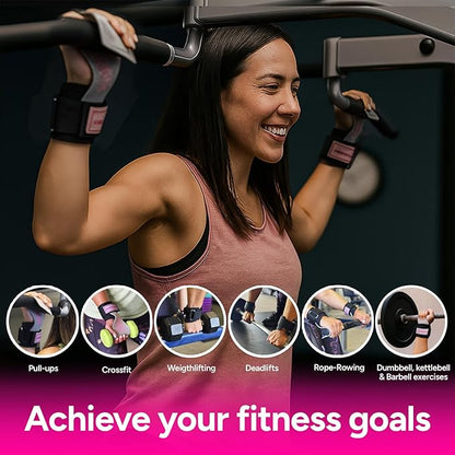 Premium Weight Grips for Women, Lifting Straps, Wrist Wraps for Weightlifting Women- Anti-Slip Silicone Gym Grip Ergonomic, Women's Gym Grips, Ideal for CrossFit– Deadlift straps & Pull up bar grips-Sport Headband Bonus Gift -SPORPHERE