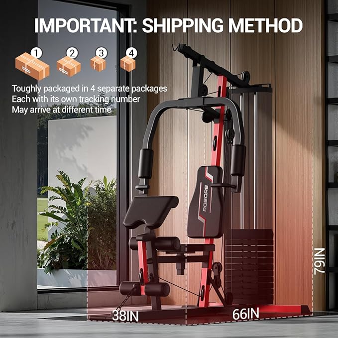 Home Gym, Workout Station with 160LBS Weight Stack, Exercise Equipment with Pulley System for Full Body Training