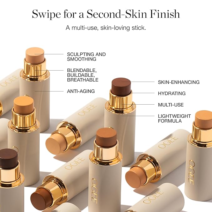 Ogee Sculpted Complexion Foundation Stick (Spruce 12.75N - Deep, Bronze Undertones) Full Coverage Foundation Makeup - Instantly Balance & Even Complexion - 70% Organic Ingredients