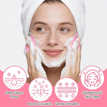 2pcs Silicone Face Scrubber Round Pads Face Mask Brush Exfoliating Lip Cleansing Facial Cleansing/Wash Brush Exfoliator Blackhead Skin Care Tool Makeup Removes Dead & Dry Skin for Women Men