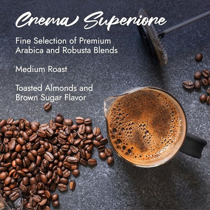Caffè Borbone Whole Bean Coffee, Crema Superiore, Arabica and Robusta Blend - Roasted and Freshly Packaged in Italy - 2.2 Pound Bag (Pack of 6)