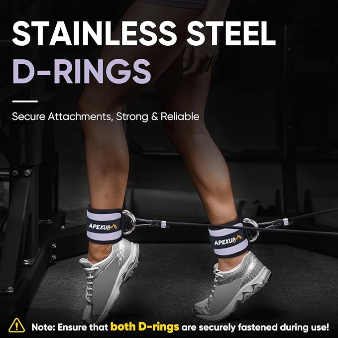 APEXUP Ankle Strap for Cable Machine, Ankle Resistance Bands, Cable Kick Back Straps for Gym, Glute Workouts, Leg Extensions, Adjustable Straps with Neoprene Padding