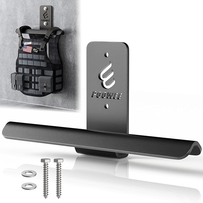 Weight Vest Hanger Wall Mount - Heavy Duty Steel Tactical Vest Wall Mount for Home Gym Gear, Weighted Vest Storage Rack for Backpacks, Body Armor Carrier, Weighted Vest Hook - Hold Up To 200Lbs