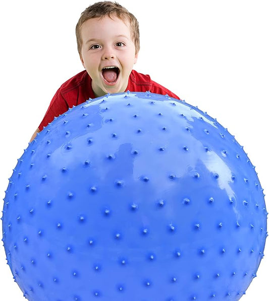 Large Sensory Massage Ball for Kids, 33.5" 85CM Macaron Blue Bouncy Exercise Balls for Toddlers, Big Inflatable Toys with Tactile Spikes, Outdoor Giant Yoga Balls, Large Beach Ball