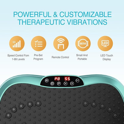 AXV Vibration Plate Exercise Machine Whole Body Workout Portable Mini Vibrate Fitness Platform Lymphatic Drainage Machine for Weight Loss Shaping Toning Wellness Home Gyms Workout (Mini)