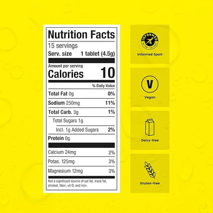 Precision Hydration Electrolyte Tablets - Multi Strength Effervescent Hydration Tablets - Low Calorie, Gluten Free, Vegan/Vegetarian Friendly (1 Tube, 500mg/L - Yellow Tube)