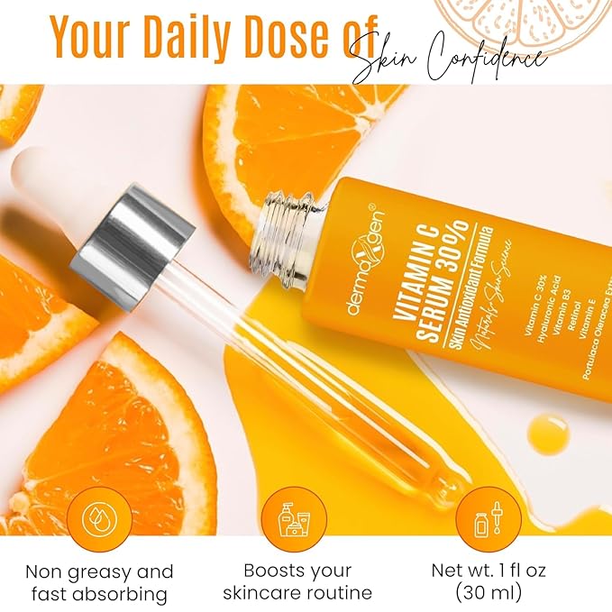 30% Vitamin C Serum (2 Fl Oz) Pure Organic Anti- Wrinkle + Hyaluronic Acid + Retinol + Vitamin E + Vitamin B, Facial Serum For Anti-aging, Wrinkles, And Fine Lines.