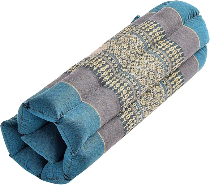 Rollable Cushion - Organic Kapok Filling, use Rolled or Flat for Yoga and Meditation, Lightweight, Great car or seat Cushion