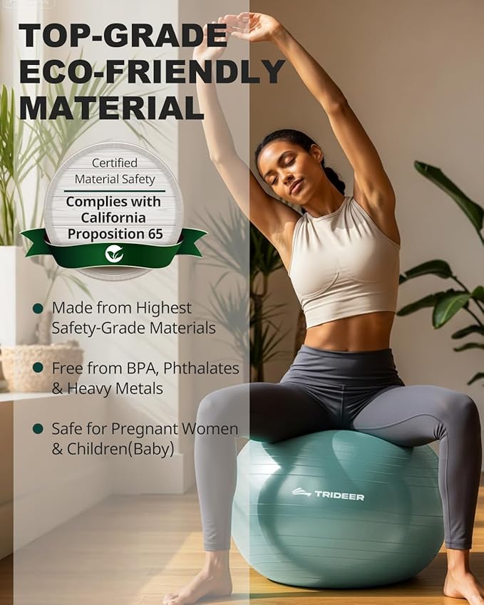 Trideer Exercise Ball Yoga Ball – Office Seating & Balance Ball Chair, Stability Ball for Pilates, Physical Therapy,Core Training & Balance Improvement & Stretching