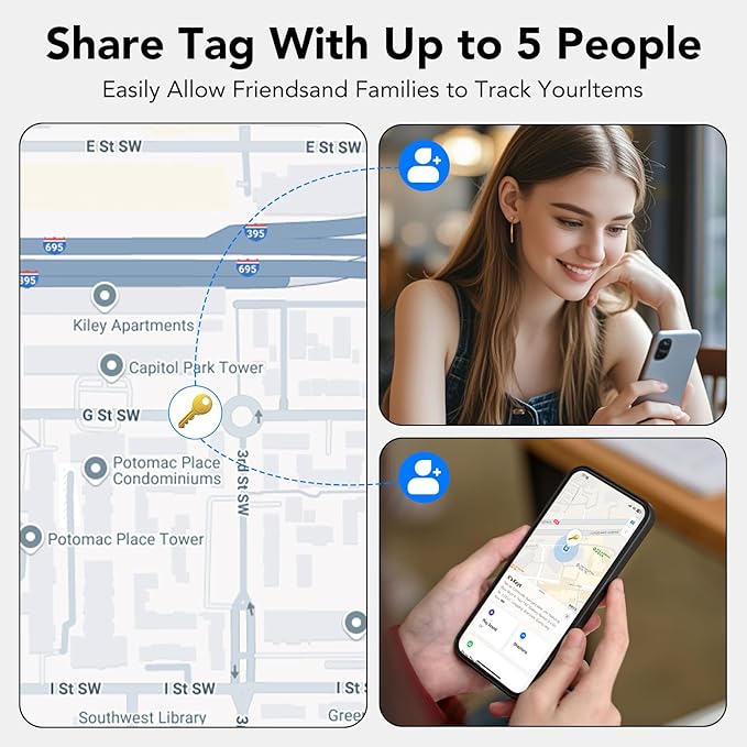 Air Tracker Tags-2 Pack, Bluetooth Tracker Works with Apple Find My APP (iOS Only), Bluetooth Air Tracker Tags and Item Locator for Keys, Bags, Luggage, Pets, Wallet, Replaceable Battery