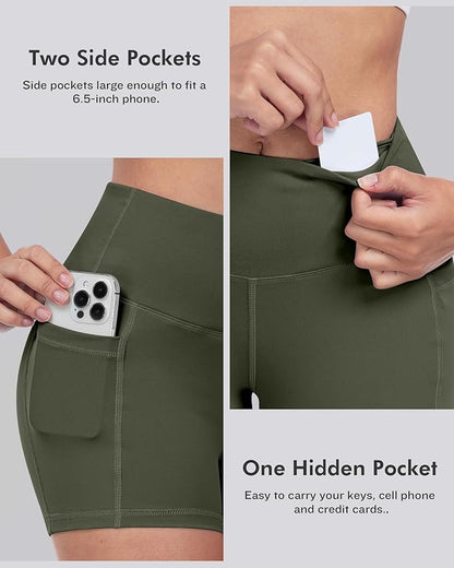 LZYVOO Biker Spandex Shorts Women, High Waisted Tummy Control Workout Yoga Shorts with Pockets