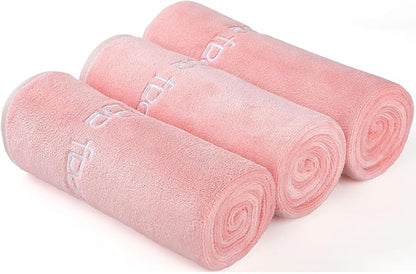 Microfiber Gym Towels Bigger Size Super Soft for Exercise Fitness, Sports, Workout, 380-GSM 15-Inch x 31-Inch Quick-Drying Towels (3 Pack, Pink)