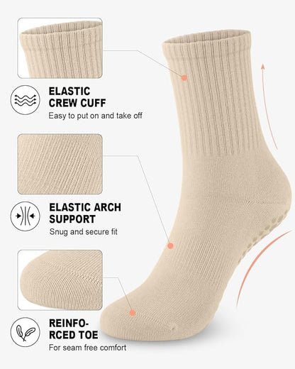 3/6 Pairs Grip Pilates Socks for Women, Non-slip Yoga Athletic Socks for Barre Ballet Barefoot Workout Hospital