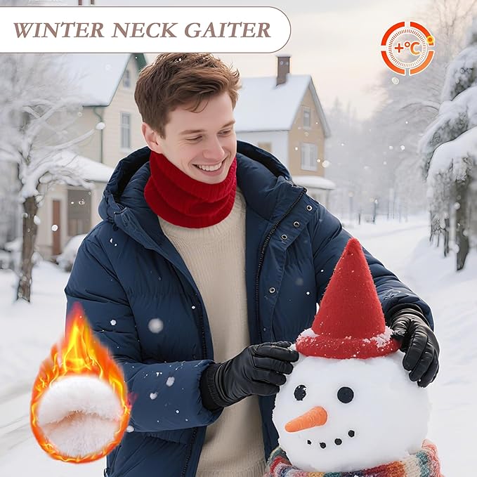 Neck Warmer Gaiter, Winter Fleece Lined Face Mask Scarf for Men Women, Thick Warm Cold Weather Running Ski Neck Cover