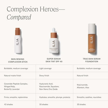 ILIA - Skin Rewind Complexion Stick - Foundation + Concealer + Skincare | Non-Toxic, Vegan, Cruelty-Free, Clean Makeup (18N - Hawthorn, 0.35 oz | 10 g)