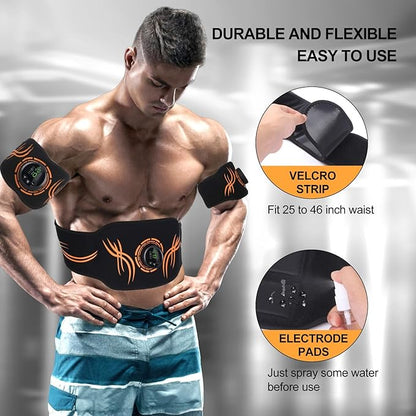 ABS Stimulator, EMS Ab Stimulator for Men & Women – USB Rechargeable Muscle Toner with 12 Modes & 19 Intensity Levels – Portable, Adjustable Waist Trainer for Abdominal, Arm, and Leg Workouts