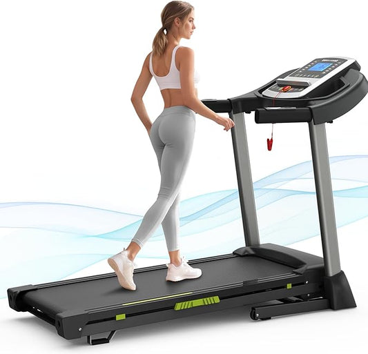 Folding Treadmills for Home/Office-3.5 HP 330lbs Weight Capacity Portable Electric Foldable Treadmill Walking Exercise Walk Machine Heavy Duty Treadmill Fitness Workout Jogging Green