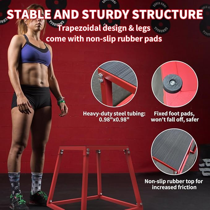Metal Plyometric Jumping Box,12/18/24/30 Inch Steel Plyo Box Set for Fitness Exercise Home Gym,Single/Set