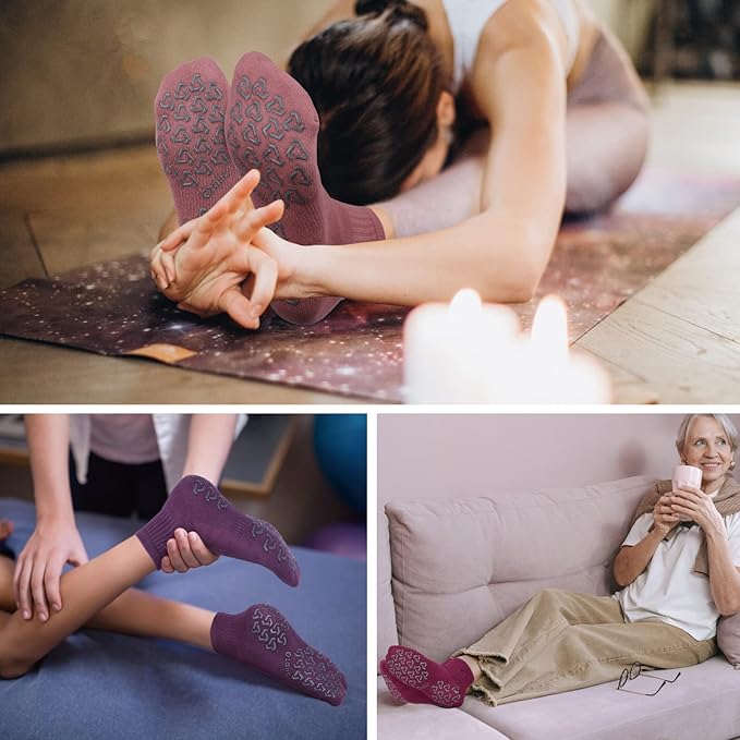 Ozaiic Non Slip Socks Grip for Yoga Home Workout Pure Barre, Pilates, Hospital, Ideal Cushion Socks for Men and Women